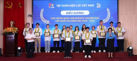 Biểu dương 63 học sinh giỏi quốc gia, quốc tế là con của cán bộ nhân viên EVN và 40 gia đình EVN tiêu biểu năm 2024