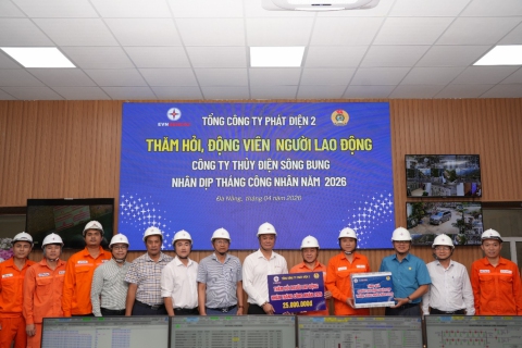 EVNGENCO2 thăm hỏi, động viên người lao động Thủy điện Sông Bung nhân Tháng Công nhân năm 2026